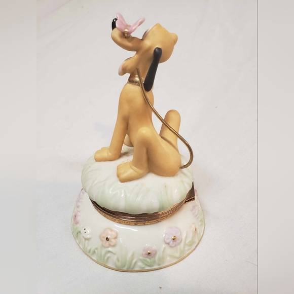 Lenox Disney A Friend For Pluto Trinket Box Figurine Butterfly - Picture 2 of 5